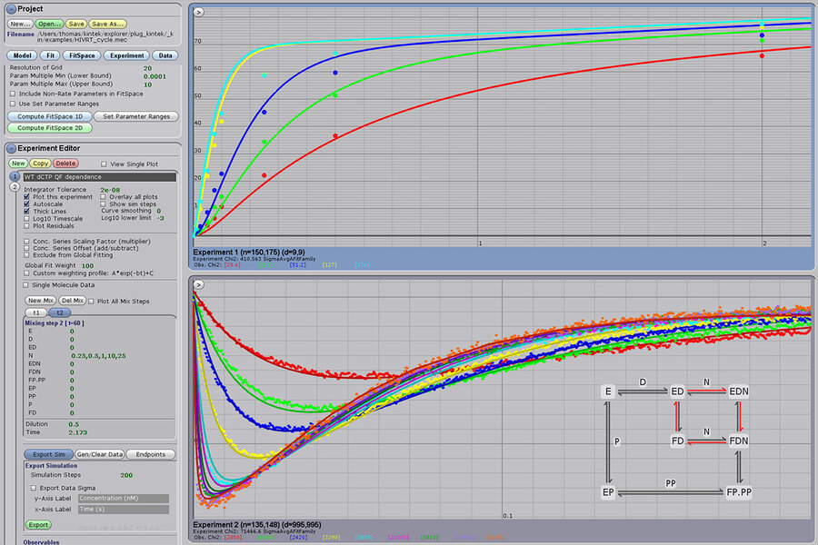 KinTek Explorer software showing HIVRT cycle analysis